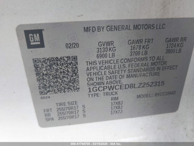 1GCPWCED8LZ252315 Chevrolet Silverado 1500 2wd  Short Bed Lt