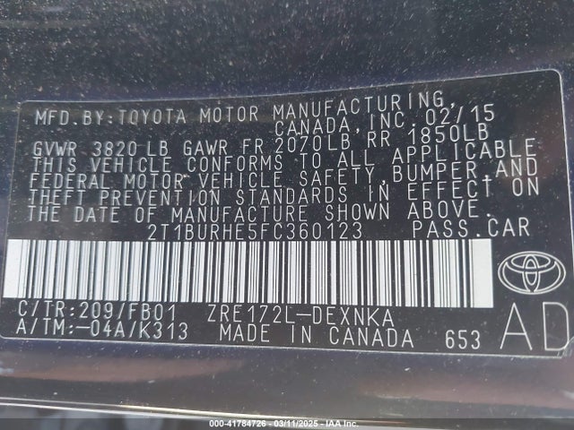 Toyota COROLLA LE 2015 2T1BURHE5FC360123 Image 9