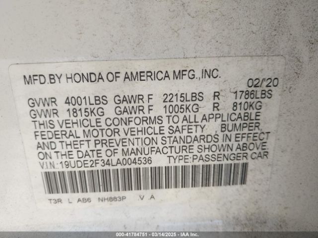 2020 ACURA ILX 19UDE2F34LA004536 Photo 8