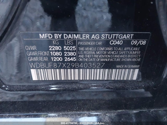 Продаж на аукціоні авто 2009 Mercedes-benz E 350 4matic, vin: WDBUF87X29B403527, номер лоту: 41784780