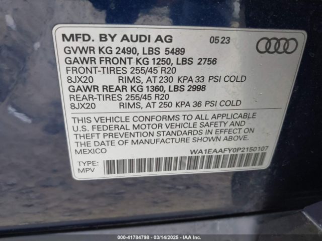 WA1EAAFY0P2150107 Audi Q5 Premium Plus 45 Tfsi S Line Quattro