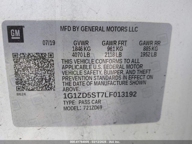 Chevrolet Malibu Fwd Lt 2020 1G1ZD5ST7LF013192 Image 9