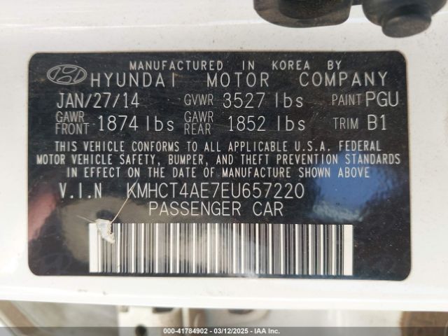 KMHCT4AE7EU657220 Hyundai ACCENT GLS