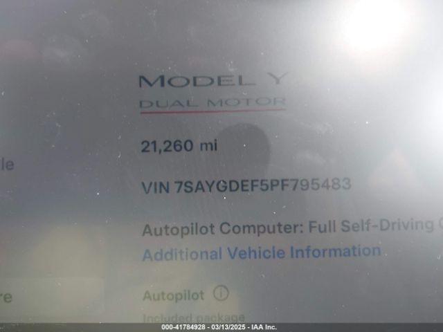 7SAYGDEF5PF795483 Tesla Model Y Performance Dual Motor All-wheel Drive