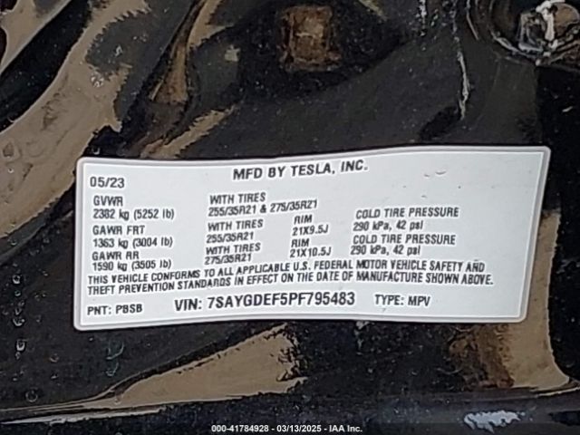 7SAYGDEF5PF795483 Tesla Model Y Performance Dual Motor All-wheel Drive