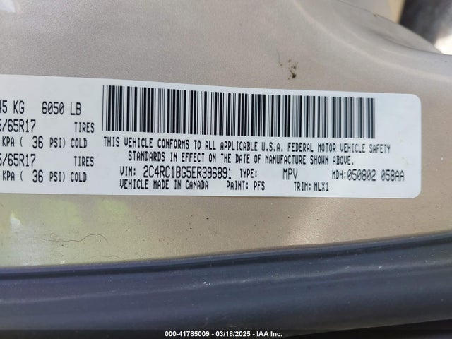 2C4RC1BG5ER396891 Chrysler Town & Country Touring