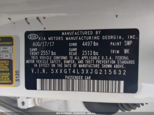 5XXGT4L3XJG215632 KIA Optima Lx