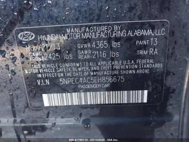 5NPEC4AC5EH856675 Hyundai Sonata Limited