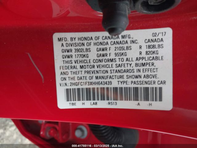 2HGFC1F3XHH643439 Honda Civic Ex-t