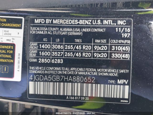 4JGDA5GB7HA880652 Mercedes-Benz Gle 400 4matic