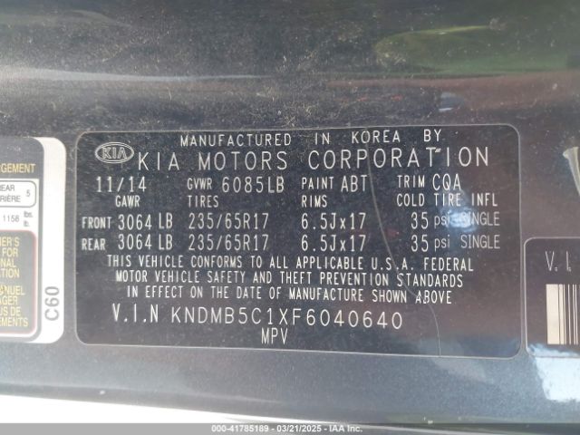 KNDMB5C1XF6040640 KIA SEDONA LX
