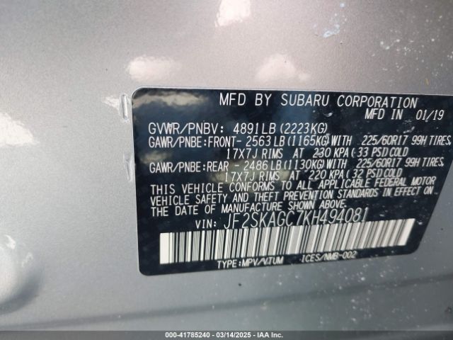 JF2SKAGC7KH494081 Subaru Forester Premium