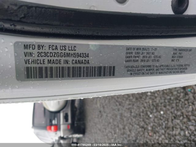 2C3CDZGG6MH594334 Dodge Challenger Sxt Awd