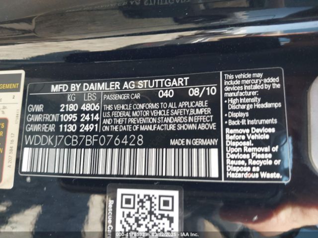 2011 MERCEDES-BENZ E 550 WDDKJ7CB7BF076428 Photo 8
