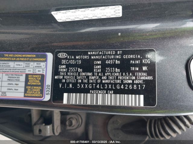 2020 KIA OPTIMA 5XXGT4L3XLG426817 Photo 8