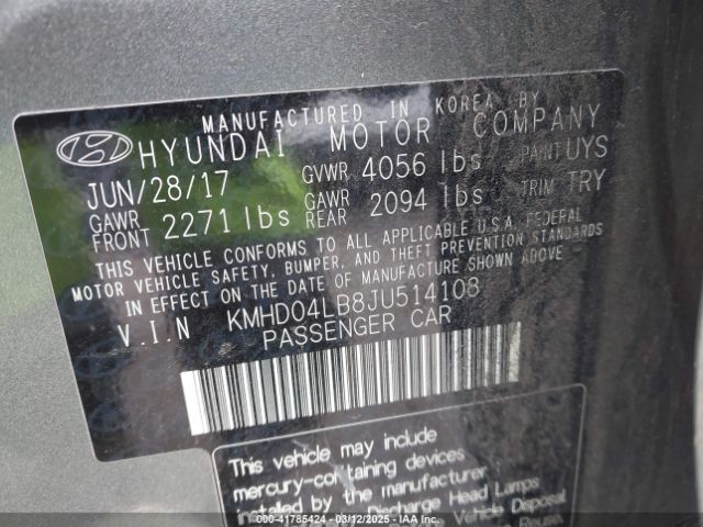 KMHD04LB8JU514108 Hyundai Elantra Sport