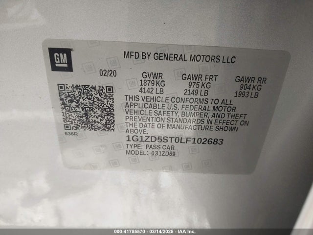 1G1ZD5ST0LF102683 Chevrolet Malibu Fwd Lt