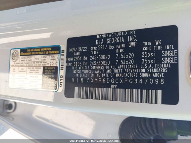 5XYP6DGCXPG347098 KIA Telluride S