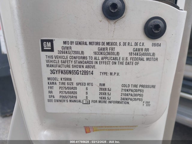 2005 CADILLAC ESCALADE ESV 3GYFK66N65G128914 Photo 8