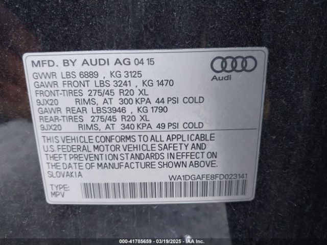 WA1DGAFE8FD023141 Audi Q7 3.0t S Line Prestige