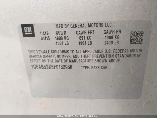 1G6AB5SX5F0133936 Cadillac ATS LUXURY