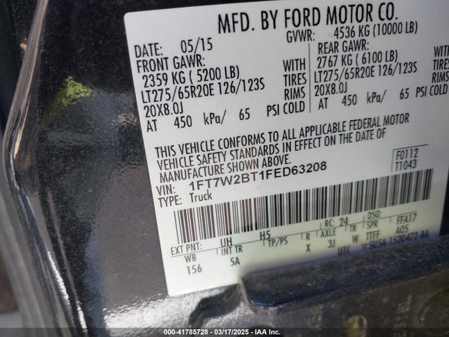 Ford F-250 Lariat 2015 1FT7W2BT1FED63208 Image 9