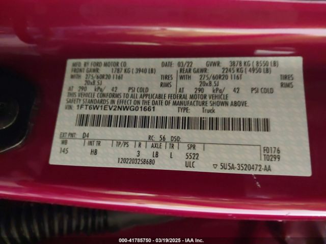 2022 FORD F-150 LIGHTNING 1FT6W1EV2NWG01661 Photo 8
