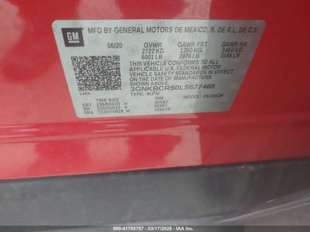 3GNKBCRS0LS677465 Chevrolet Blazer Fwd 2lt
