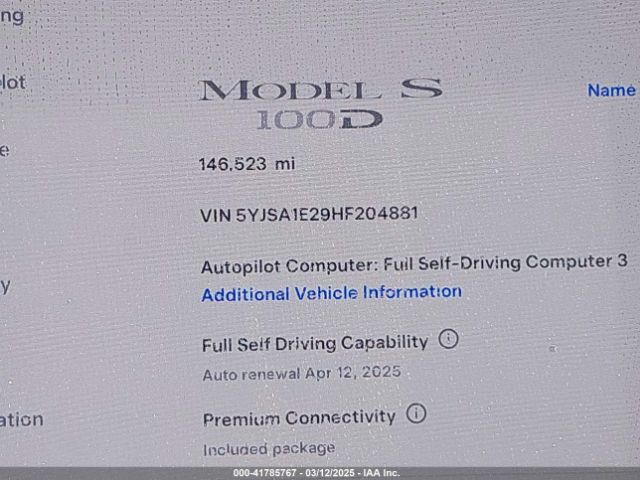 5YJSA1E29HF204881 Tesla MODEL S