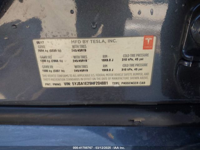 5YJSA1E29HF204881 Tesla MODEL S