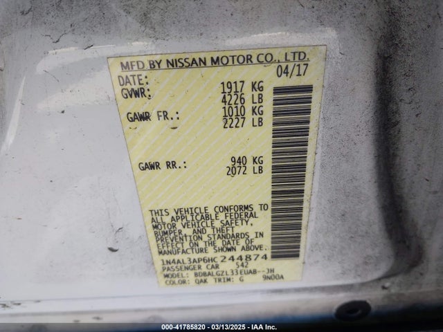 1N4AL3AP6HC244874 Nissan Altima 2.5 S