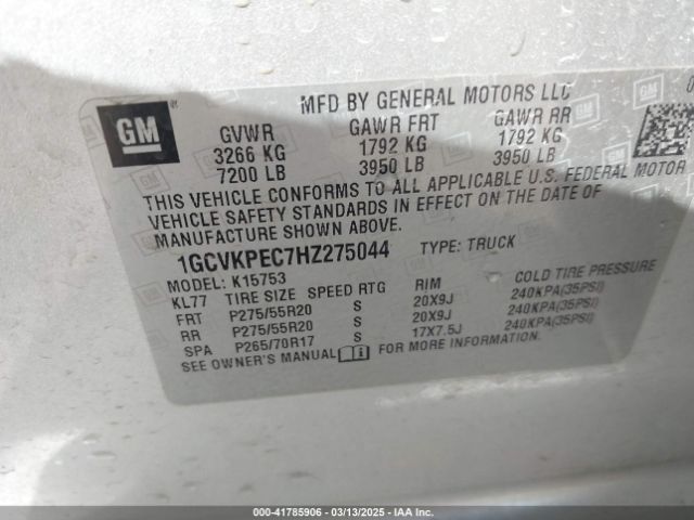 2017 CHEVROLET SILVERADO 1500 1GCVKPEC7HZ275044 Photo 8