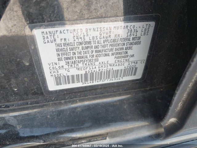 3N1AB7AP5FY363169 Nissan SENTRA SR