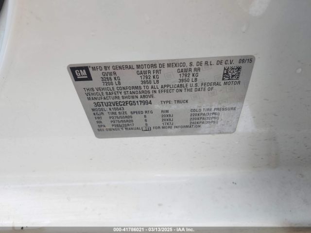 3GTU2VEC2FG517994 GMC Sierra 1500 Slt