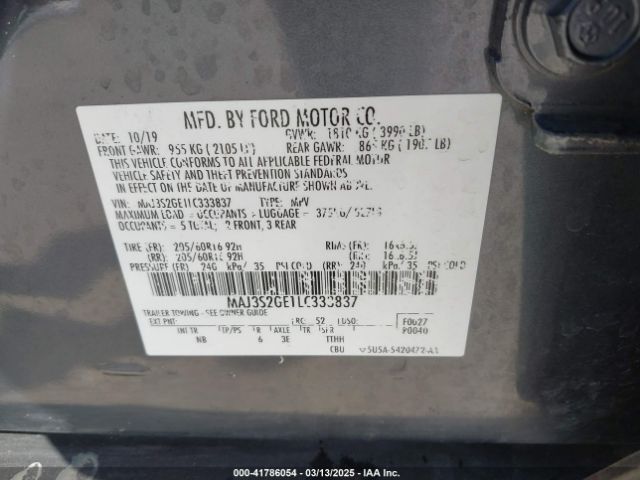 MAJ3S2GE1LC333837 Ford Ecosport Se