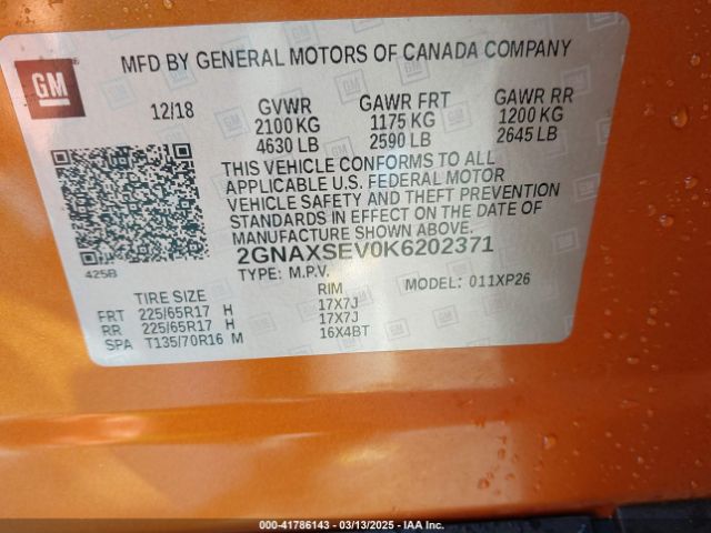 2GNAXSEV0K6202371 Chevrolet EQUINOX LS