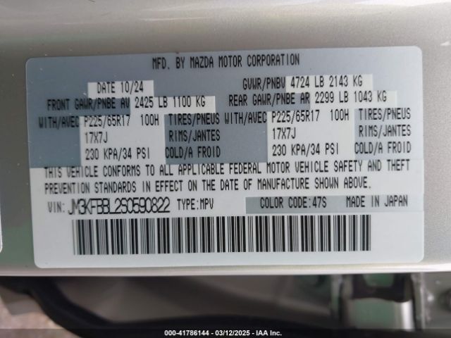 JM3KFBBL2S0590822 Mazda Cx-5 2.5 S Select