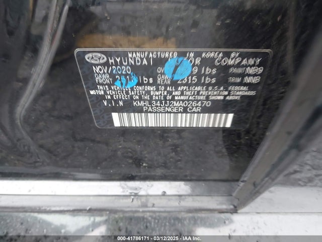 KMHL34JJ2MA026470 Hyundai SONATA SEL