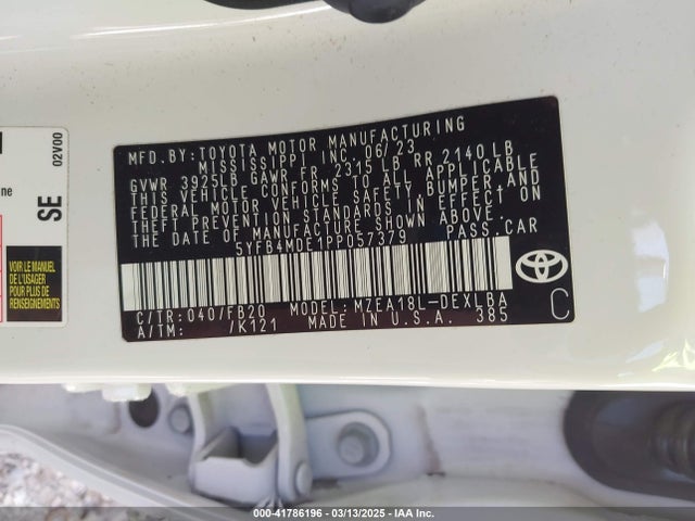Toyota COROLLA LE 2023 5YFB4MDE1PP057379 Image 9