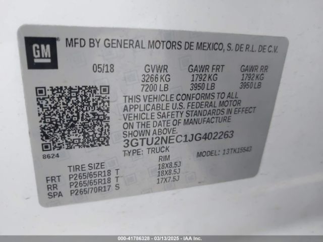 3GTU2NEC1JG402263 GMC Sierra 1500 Slt