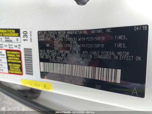 5TDXZ3DC5JS943512 Toyota Sienna Se 8 Passenger