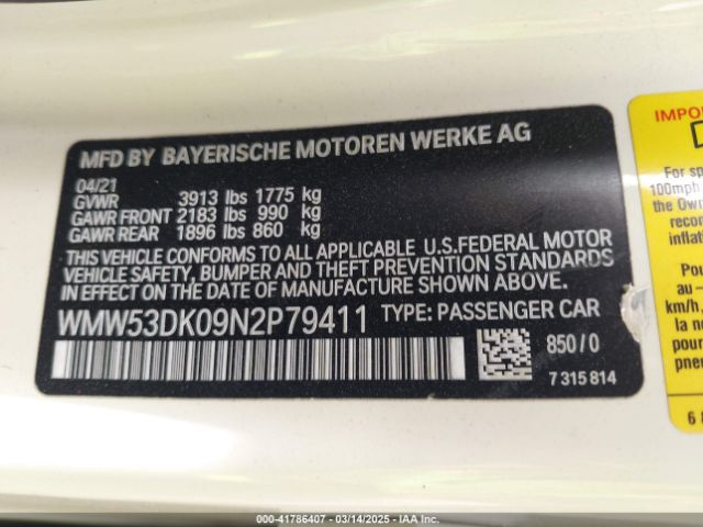 WMW53DK09N2P79411 Mini Hardtop Cooper S