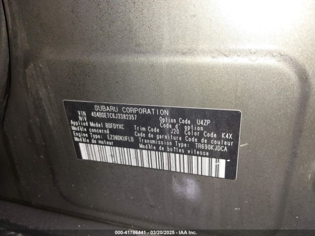 4S4BSETC6J3382357 Subaru Outback 3.6r Touring