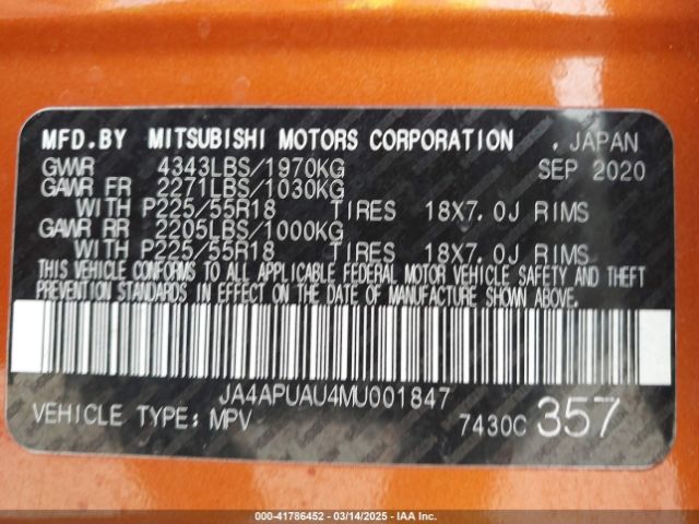 JA4APUAU4MU001847 Mitsubishi Outlander Sport 2.0 Es 2wd