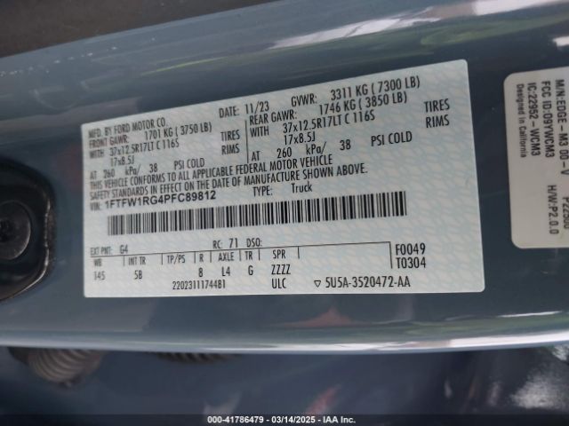 1FTFW1RG4PFC89812 Ford F-150 Raptor