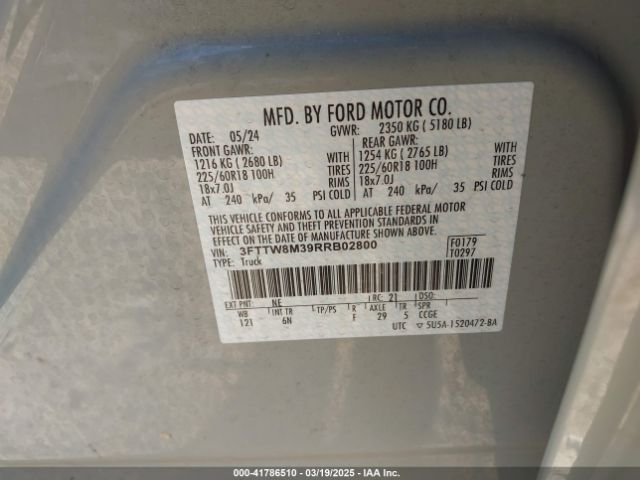 3FTTW8M39RRB02800 Ford Maverick Lariat