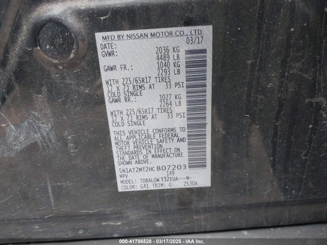 Nissan ROGUE SV 2017 5N1AT2MT2HC807203 Image 9