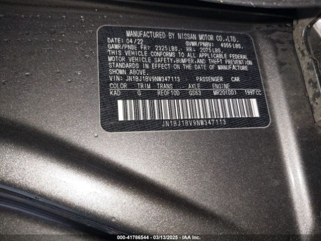 JN1BJ1BV9NW347113 Nissan Rogue Sport Sv Fwd Xtronic Cvt