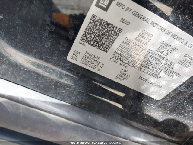 3GNCJLSB0LL316958 Chevrolet Trax Fwd Lt