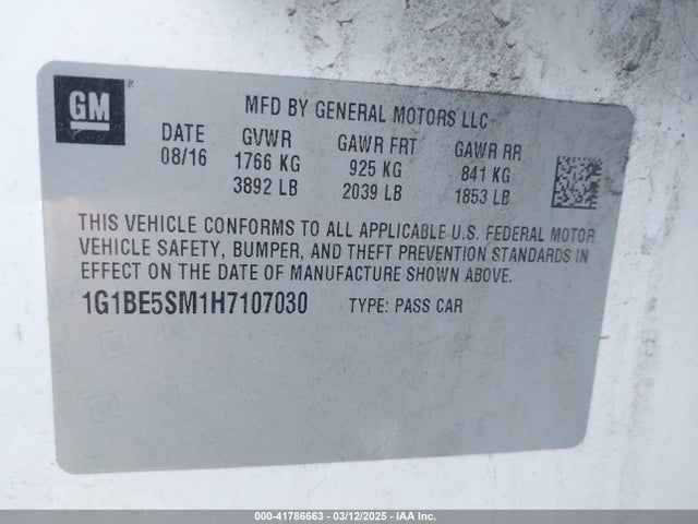 Chevrolet Cruze Lt Auto 2017 1G1BE5SM1H7107030 Image 9